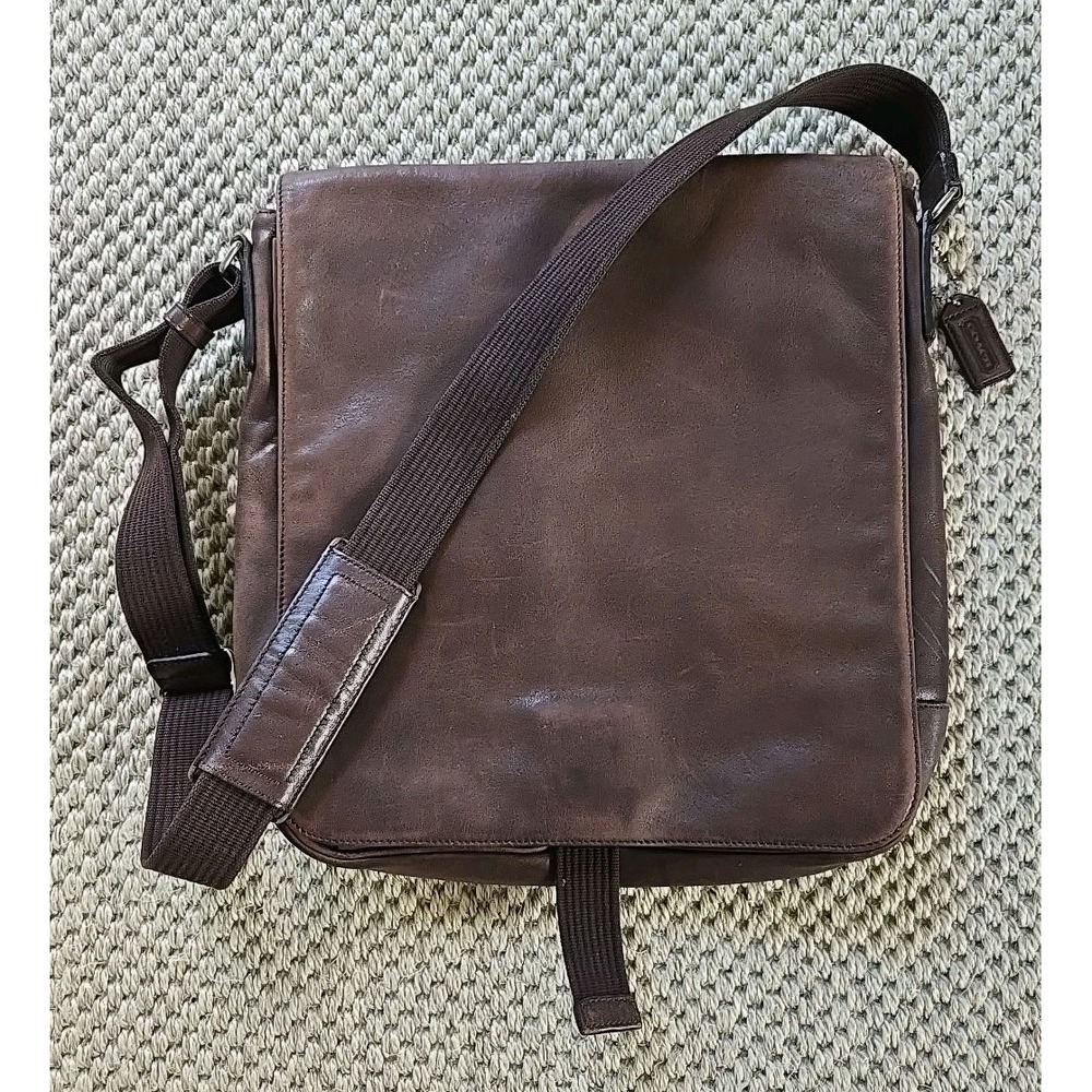 VTG Coach 5324 Unisex Brown Genuine Leather Messenger Crossbody/Shoulder Bag